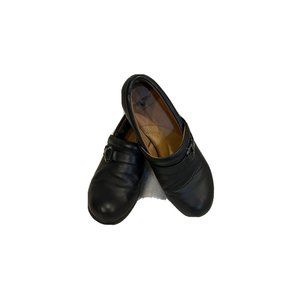 Nurse Mates Pillowtop Kelsie Black Leather Clogs Shoes Slip In Womens Size 10